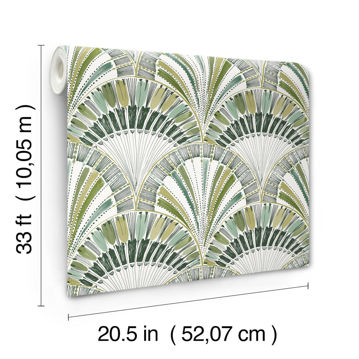 A-Street Prints Myla Green Fanning Reeds Wallpaper