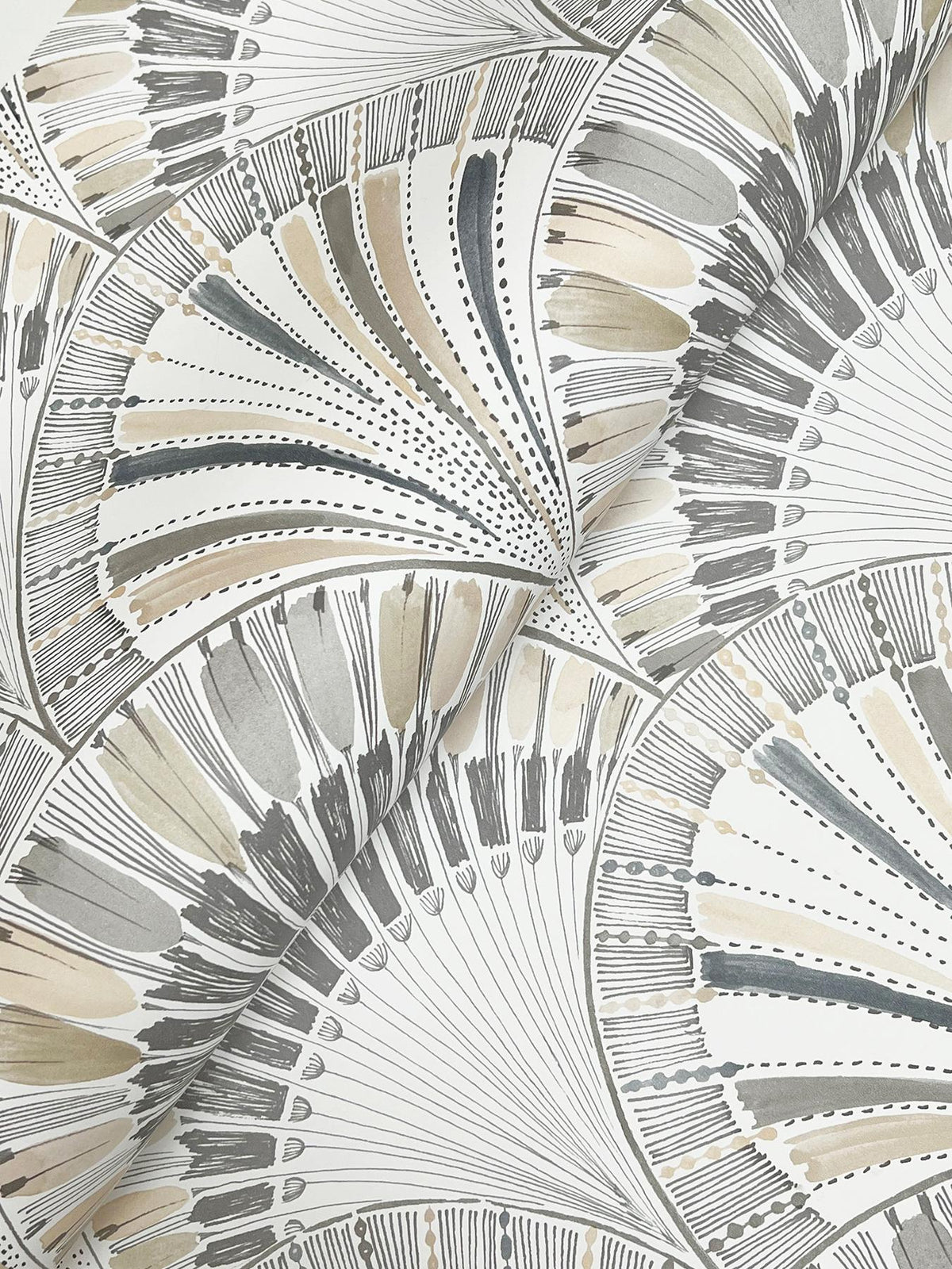 A-Street Prints Myla Neutral Fanning Reeds Wallpaper