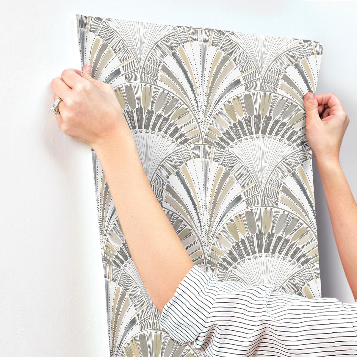 A-Street Prints Myla Neutral Fanning Reeds Wallpaper