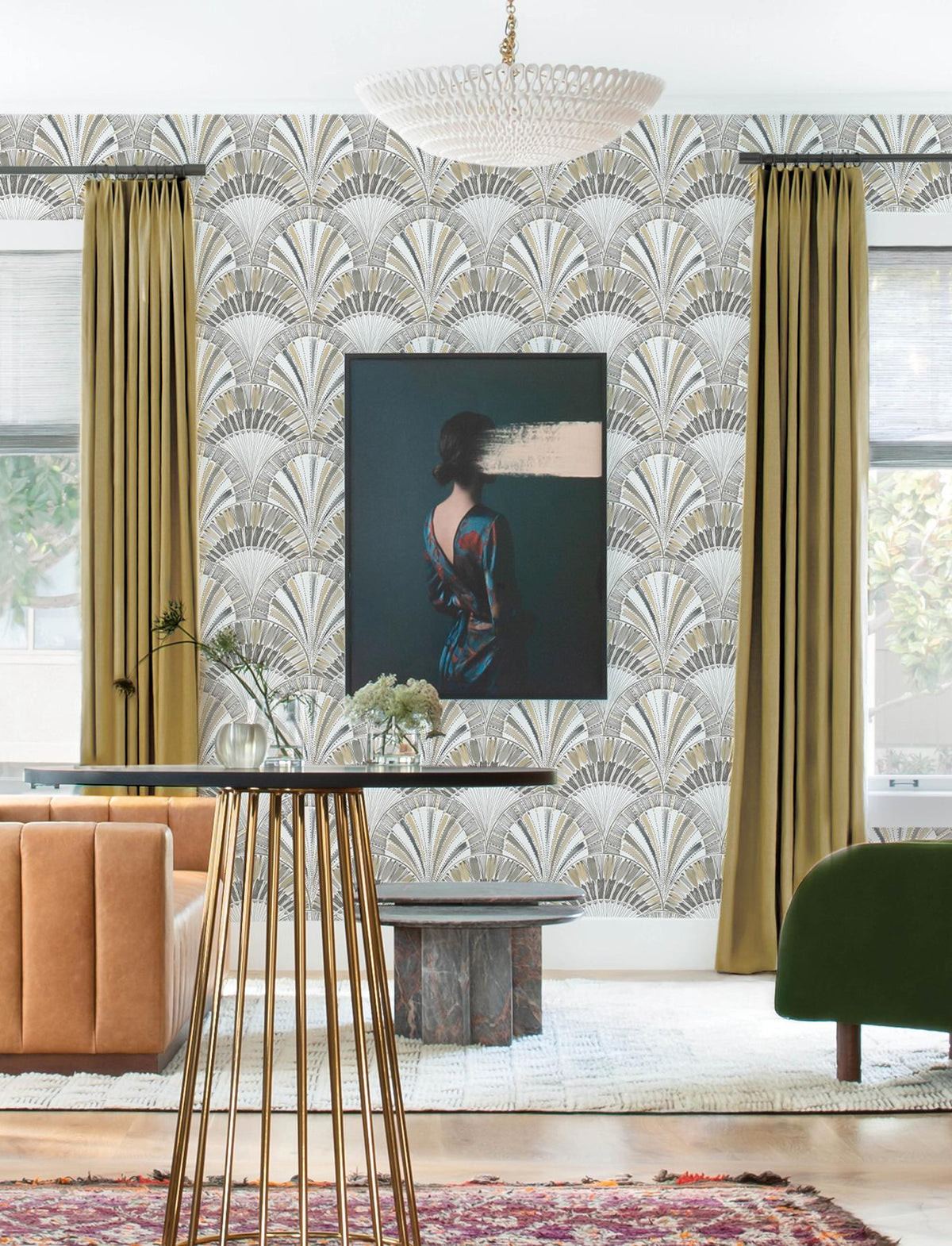 A-Street Prints Myla Neutral Fanning Reeds Wallpaper