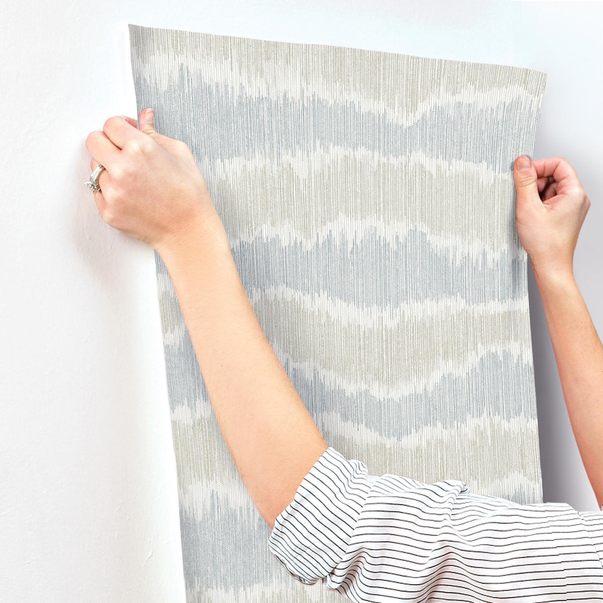 A-Street Prints Wiggle Sky Blue Ikat Stripe Wallpaper