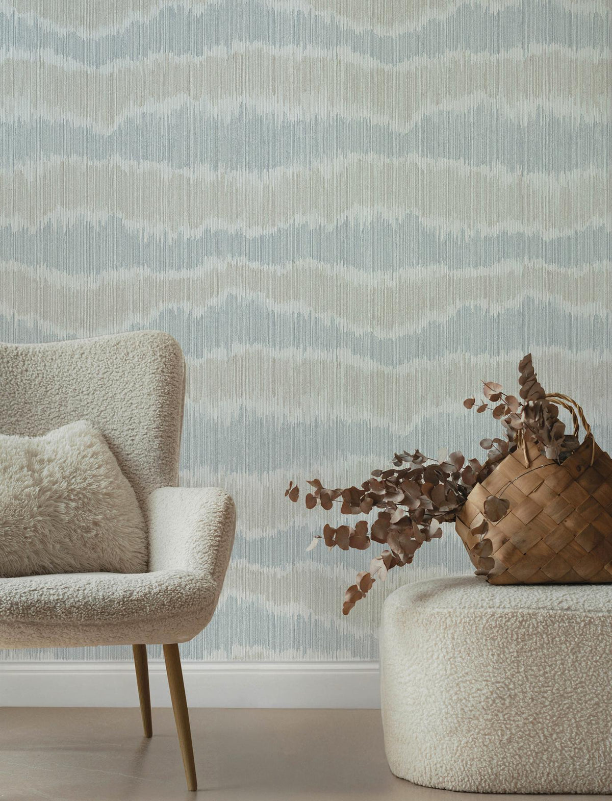 A-Street Prints Wiggle Sky Blue Ikat Stripe Wallpaper