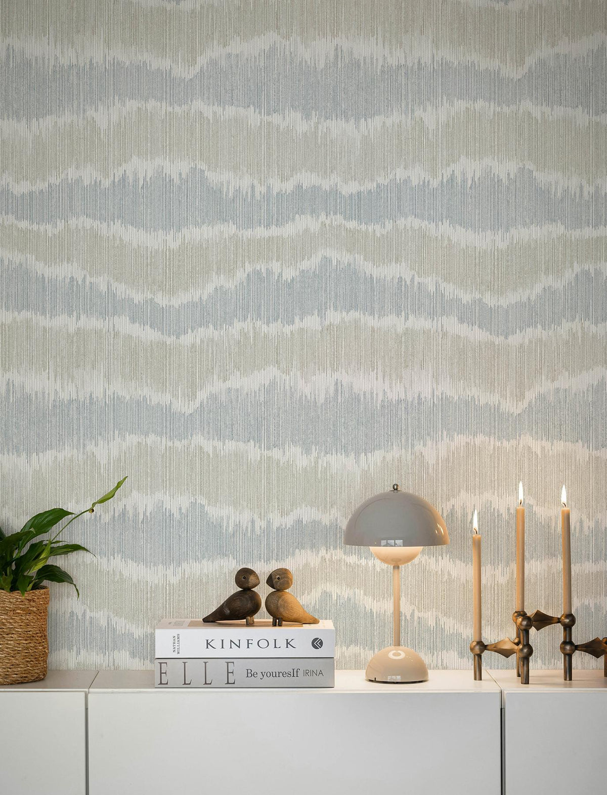 A-Street Prints Wiggle Sky Blue Ikat Stripe Wallpaper