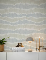 A-Street Prints Wiggle Sky Blue Ikat Stripe Wallpaper