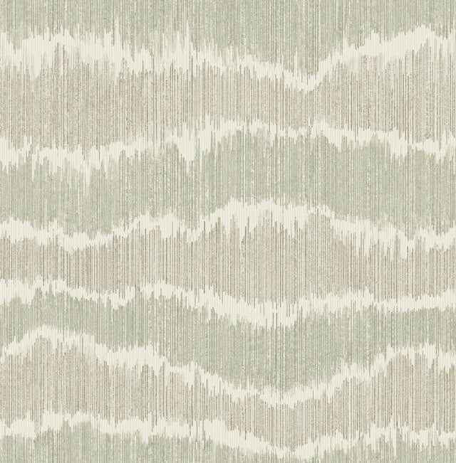A-Street Prints Wiggle Green Ikat Stripe Wallpaper