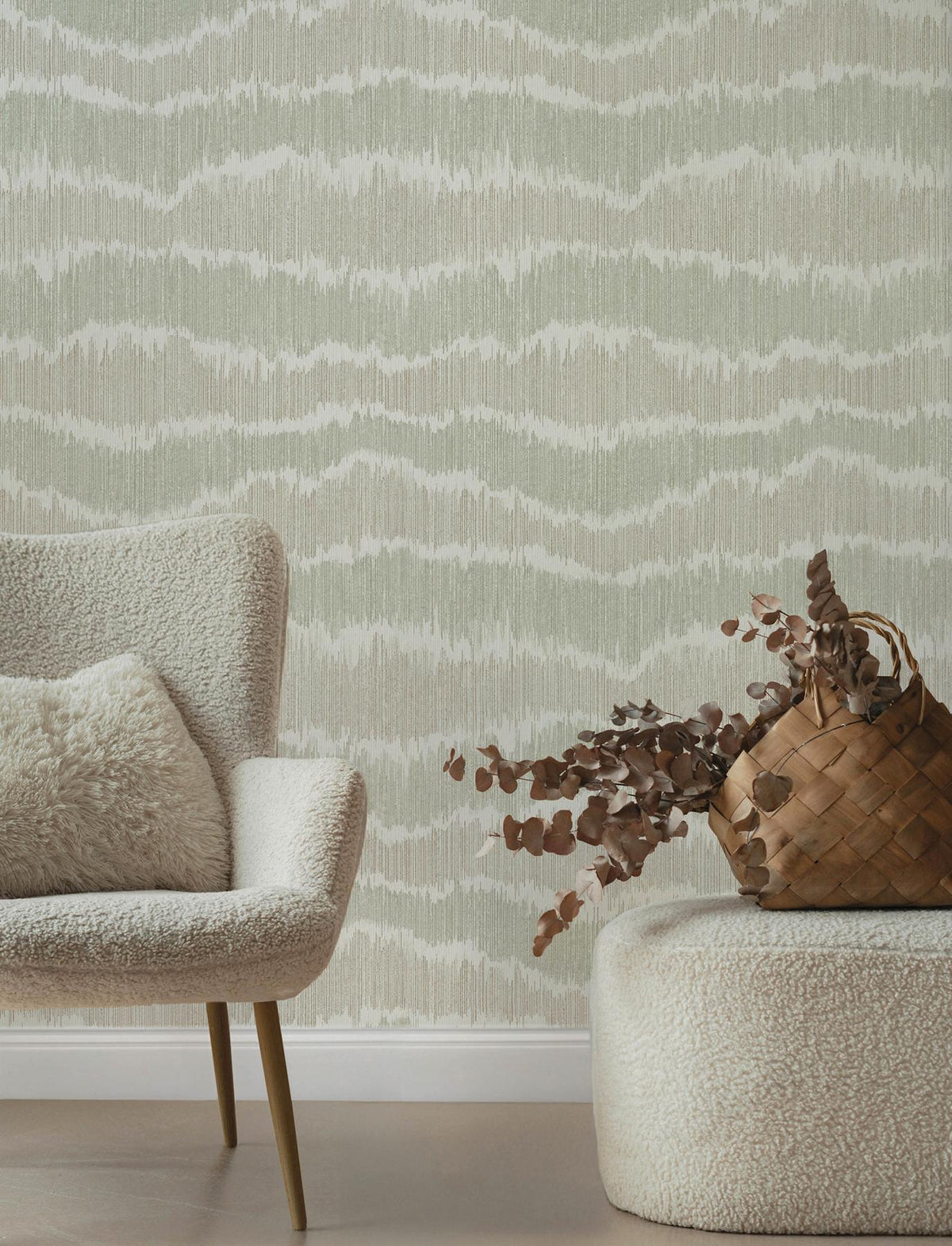 A-Street Prints Wiggle Green Ikat Stripe Wallpaper