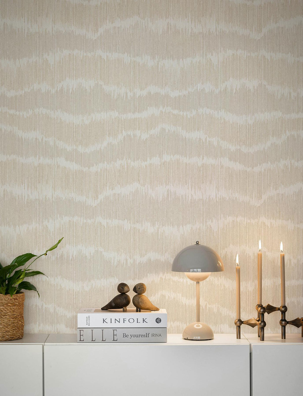 A-Street Prints Wiggle Neutral Ikat Stripe Wallpaper
