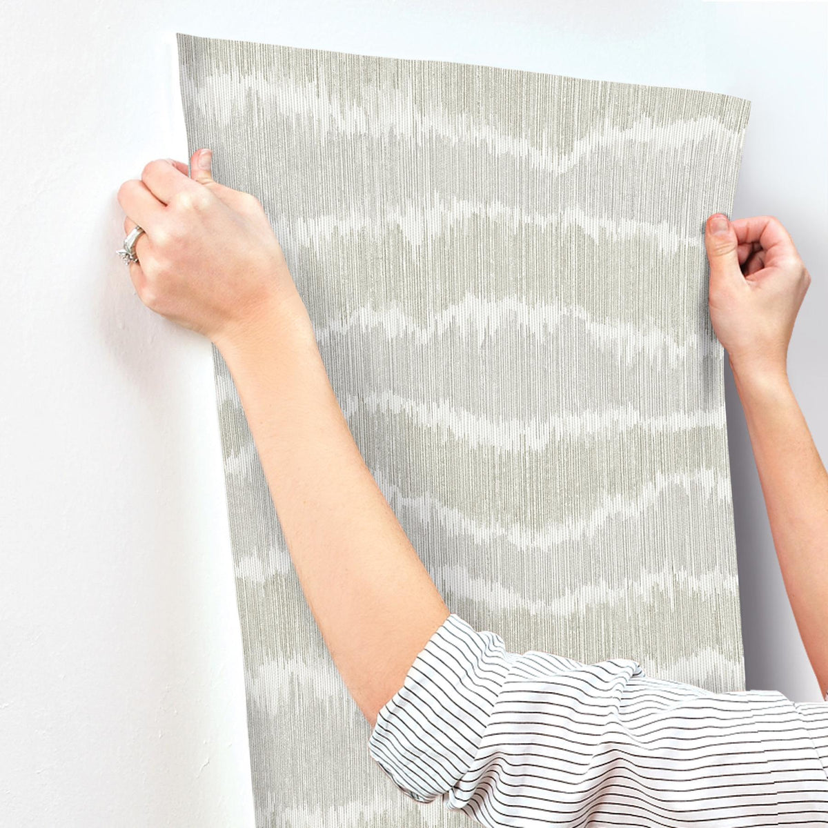A-Street Prints Wiggle Grey Ikat Stripe Wallpaper