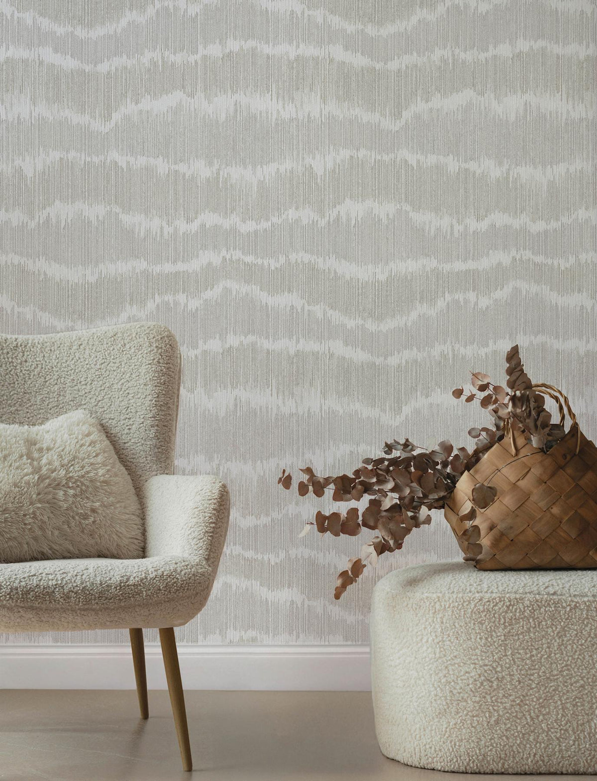 A-Street Prints Wiggle Grey Ikat Stripe Wallpaper