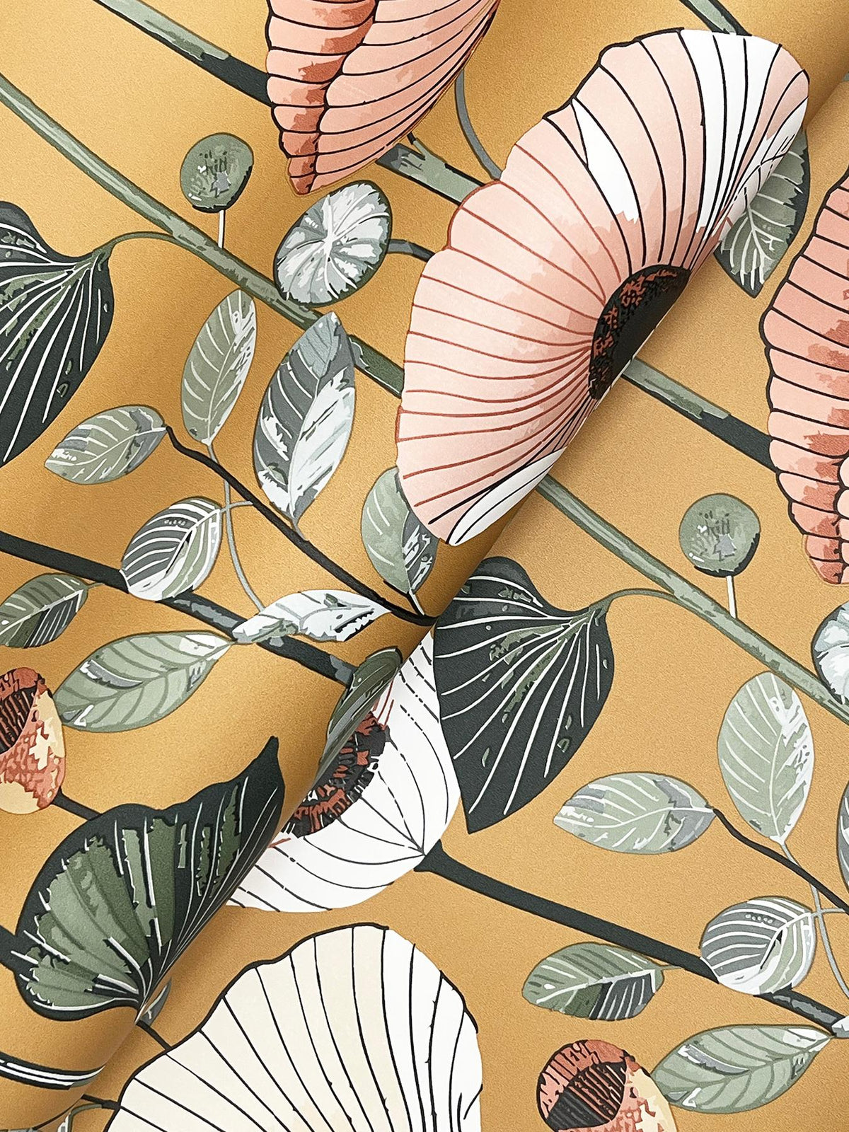 A-Street Prints Mindra Mustard Floral Trail Wallpaper
