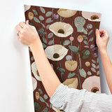 A-Street Prints Mindra Maroon Floral Trail Wallpaper