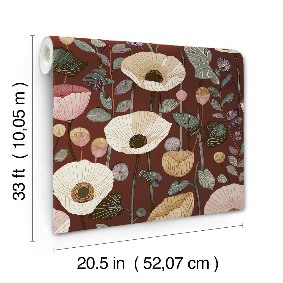 A-Street Prints Mindra Maroon Floral Trail Wallpaper