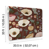 A-Street Prints Mindra Maroon Floral Trail Wallpaper