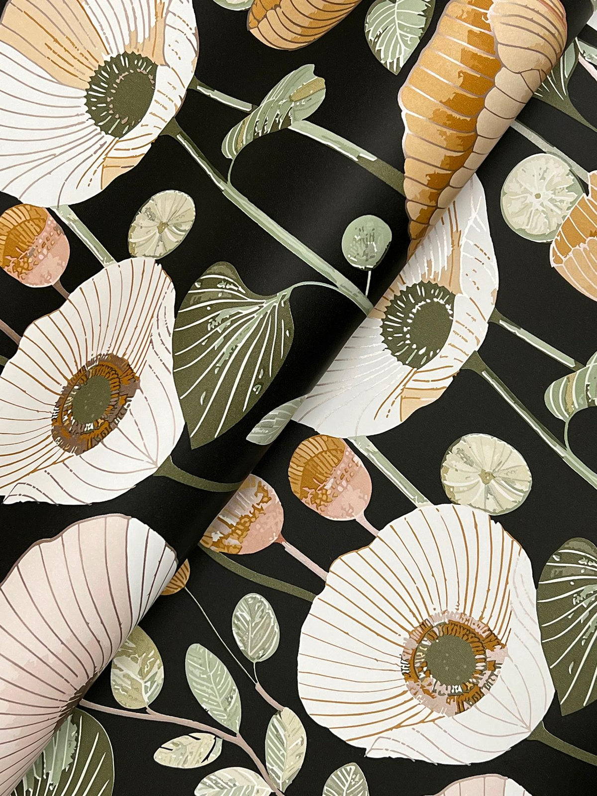 A-Street Prints Mindra Black Floral Trail Wallpaper