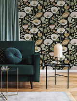 A-Street Prints Mindra Black Floral Trail Wallpaper