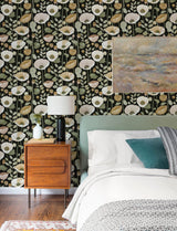 A-Street Prints Mindra Black Floral Trail Wallpaper