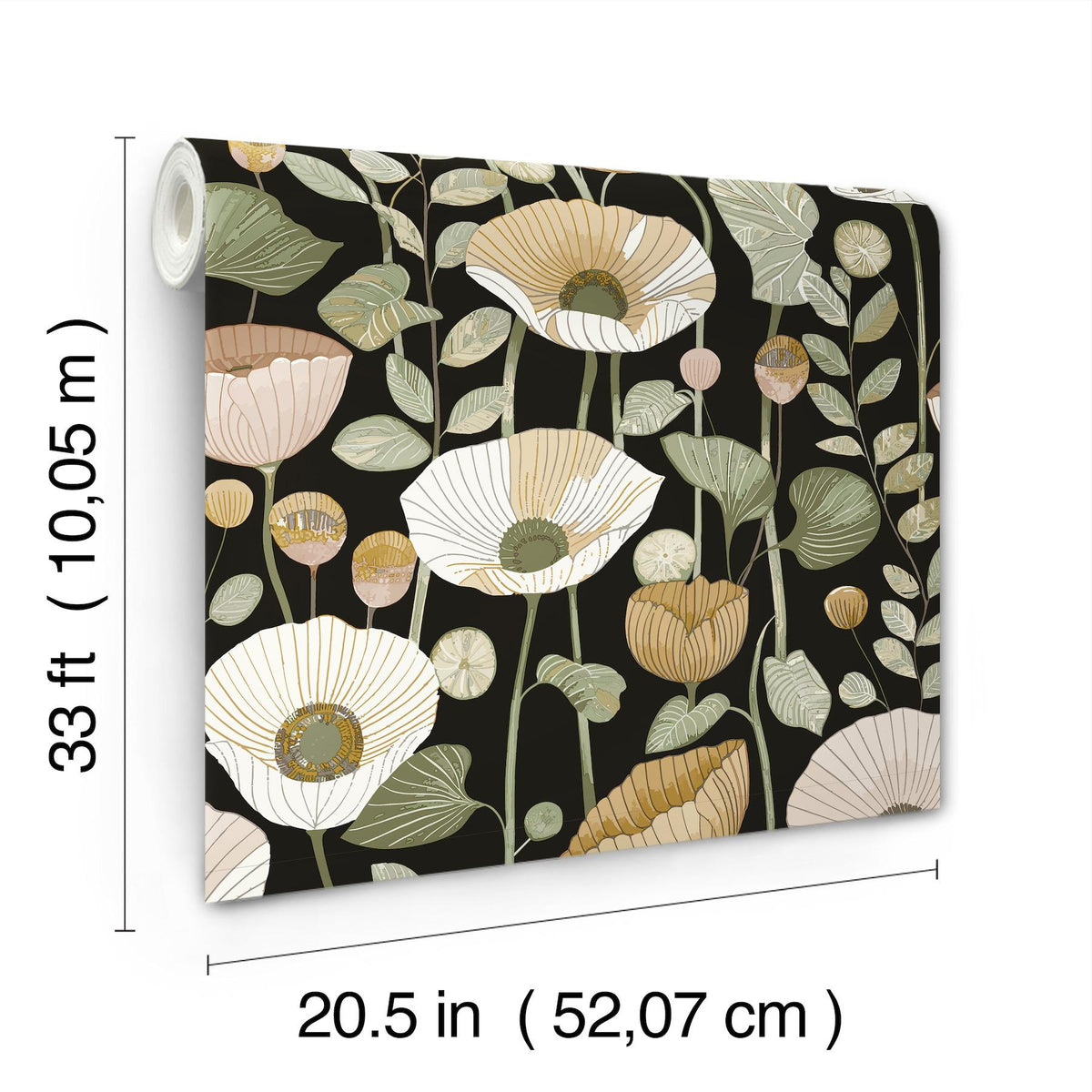 A-Street Prints Mindra Black Floral Trail Wallpaper