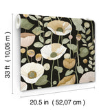A-Street Prints Mindra Black Floral Trail Wallpaper
