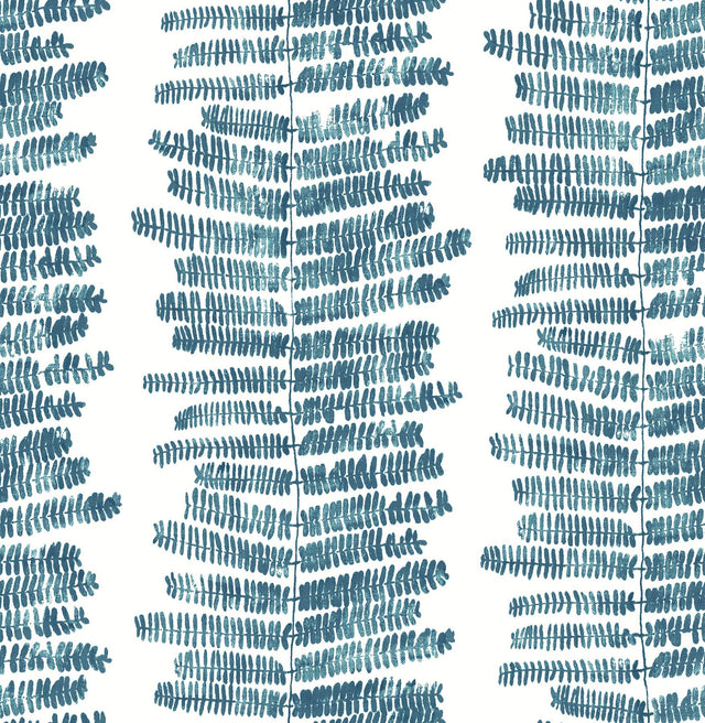 A-Street Prints Lumis Blue Fern Stripe Wallpaper