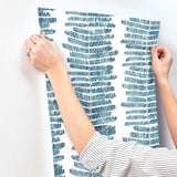 A-Street Prints Lumis Blue Fern Stripe Wallpaper