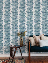 A-Street Prints Lumis Blue Fern Stripe Wallpaper