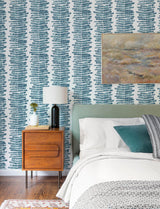 A-Street Prints Lumis Blue Fern Stripe Wallpaper