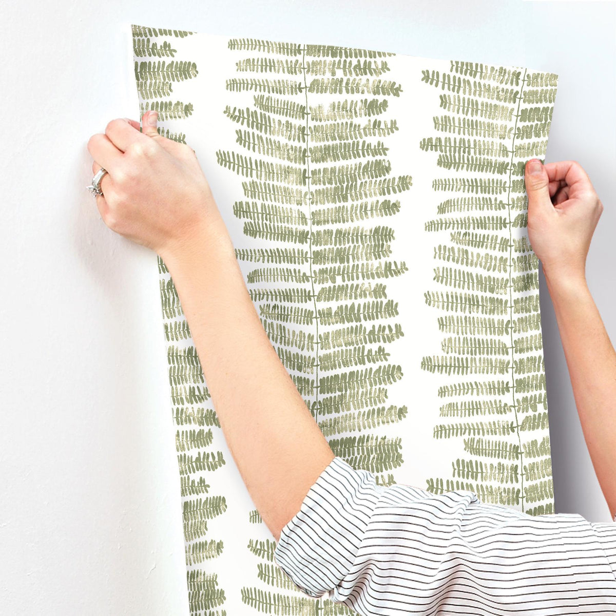 A-Street Prints Lumis Green Fern Stripe Wallpaper