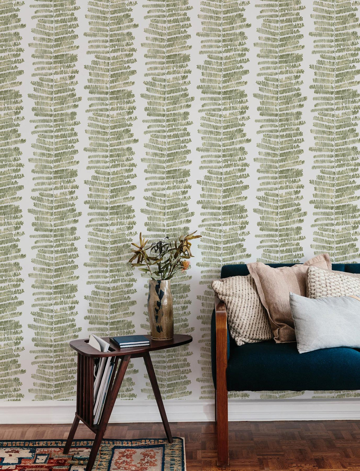 A-Street Prints Lumis Green Fern Stripe Wallpaper