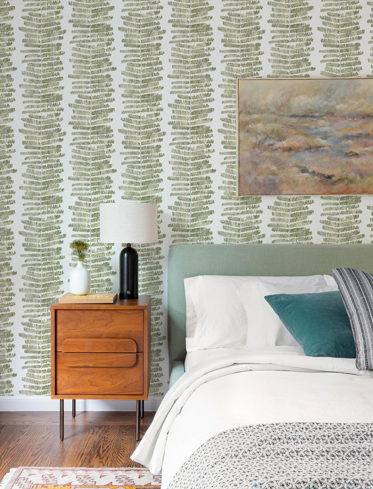A-Street Prints Lumis Green Fern Stripe Wallpaper