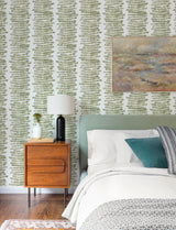 A-Street Prints Lumis Green Fern Stripe Wallpaper