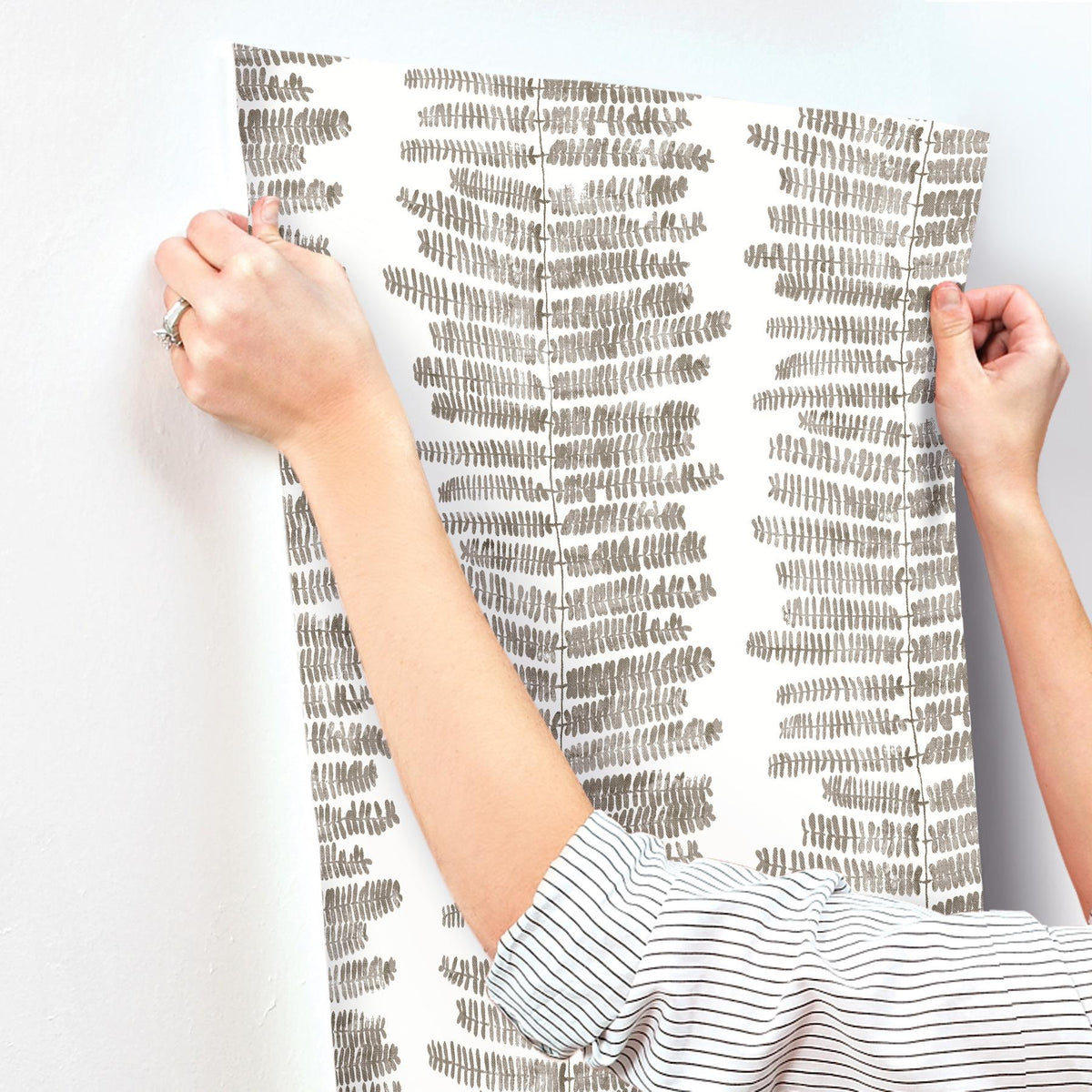A-Street Prints Lumis Grey Fern Stripe Wallpaper