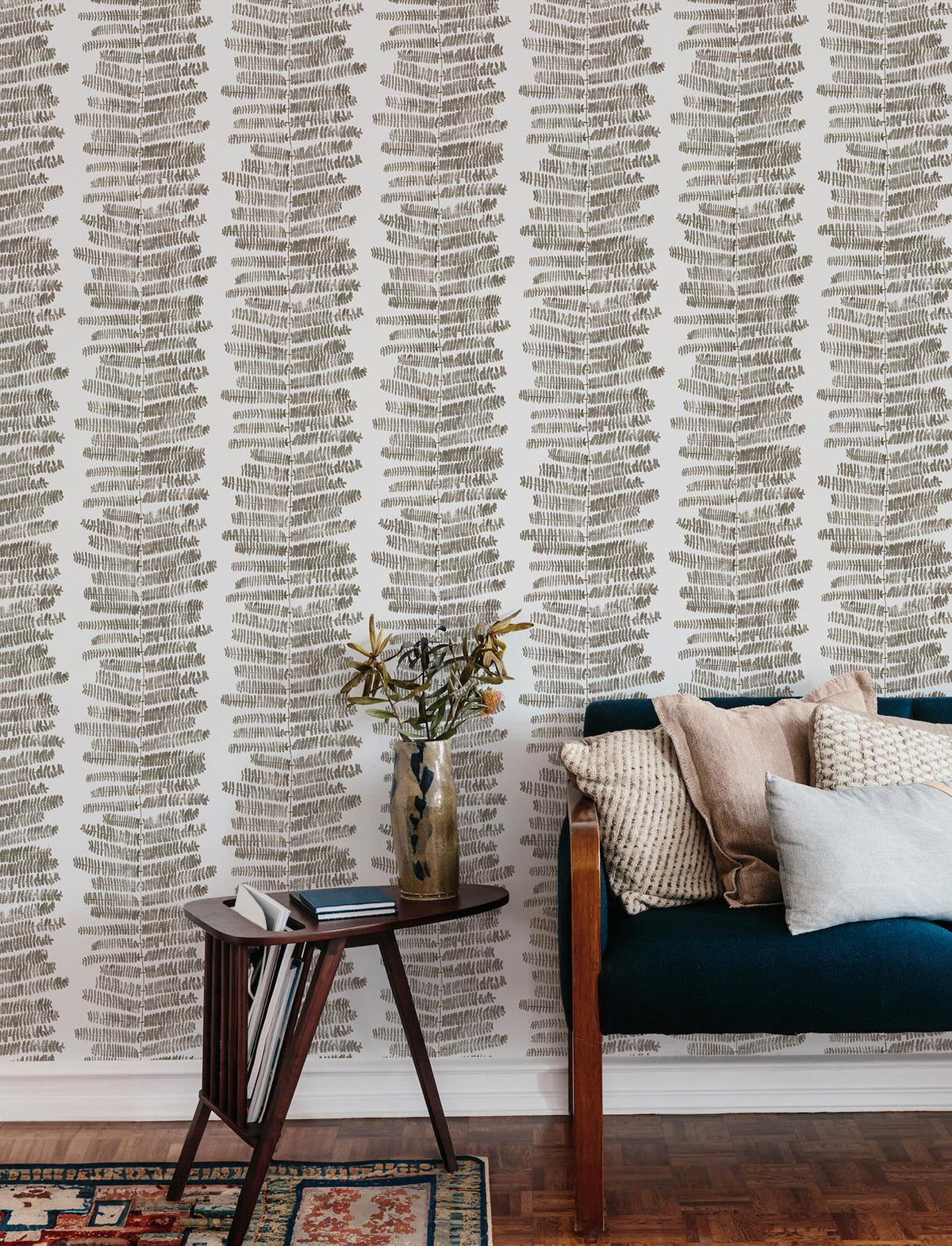 A-Street Prints Lumis Grey Fern Stripe Wallpaper