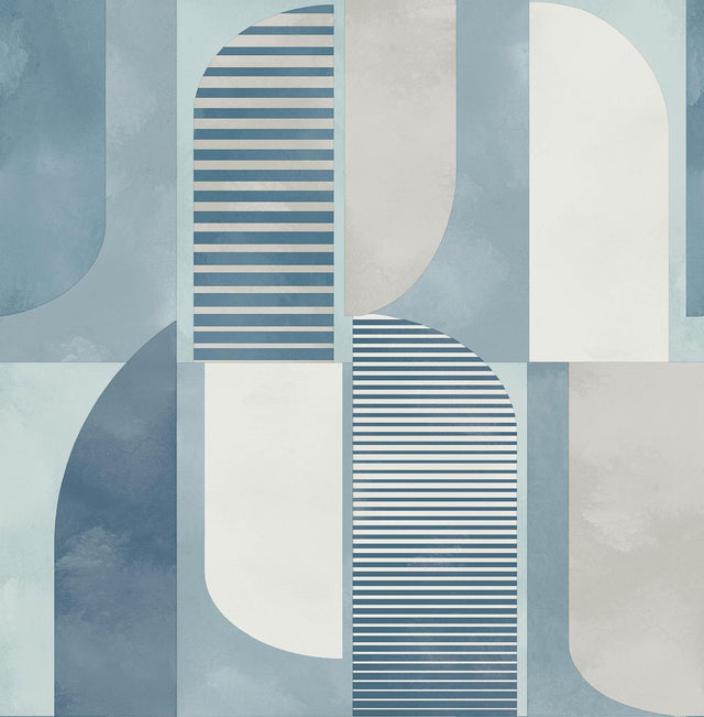 A-Street Prints Otto Blue Abstract Geometric Wallpaper