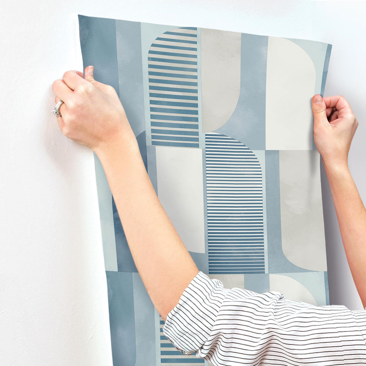 A-Street Prints Otto Blue Abstract Geometric Wallpaper