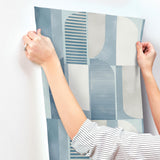 A-Street Prints Otto Blue Abstract Geometric Wallpaper