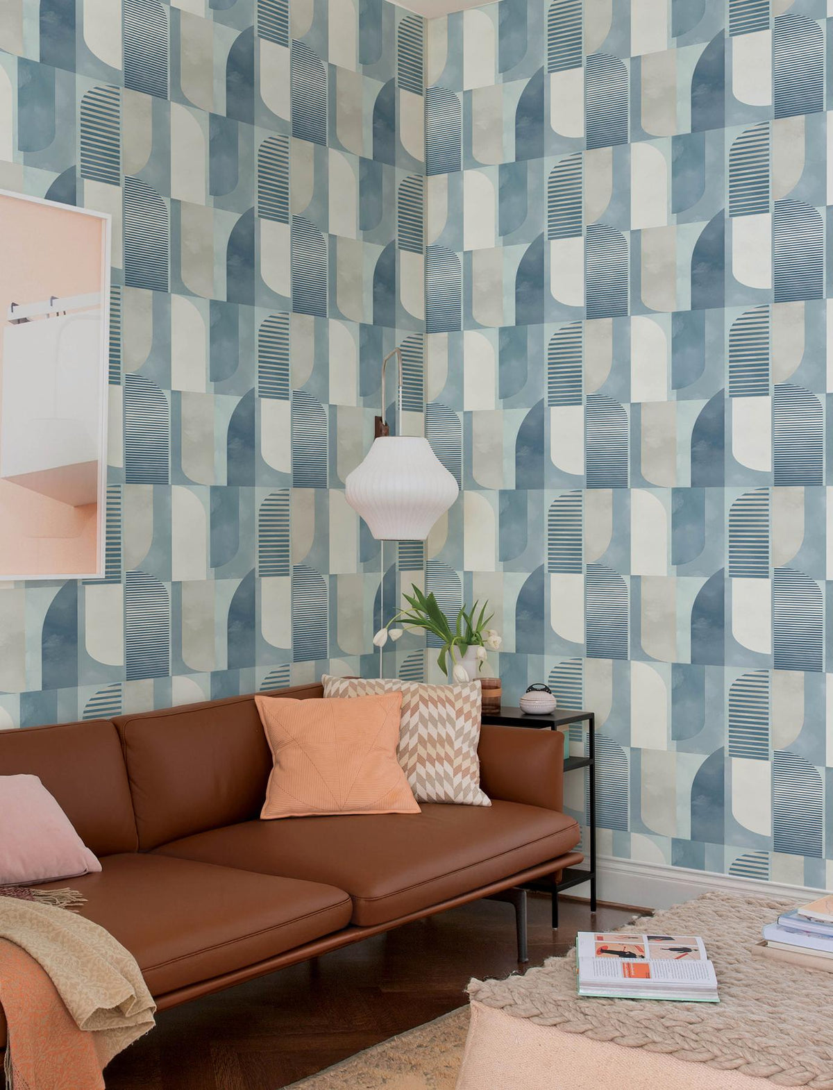 A-Street Prints Otto Blue Abstract Geometric Wallpaper