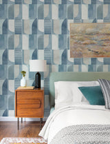 A-Street Prints Otto Blue Abstract Geometric Wallpaper