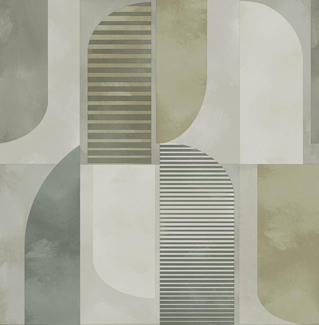 A-Street Prints Otto Green Abstract Geometric Wallpaper