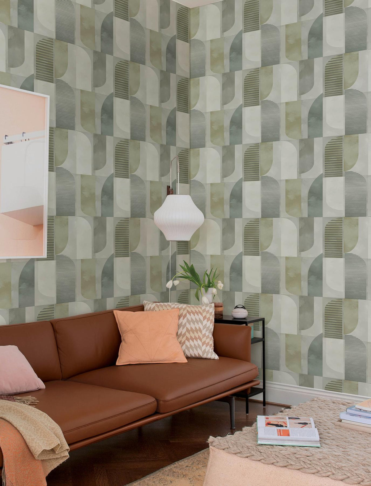 A-Street Prints Otto Green Abstract Geometric Wallpaper