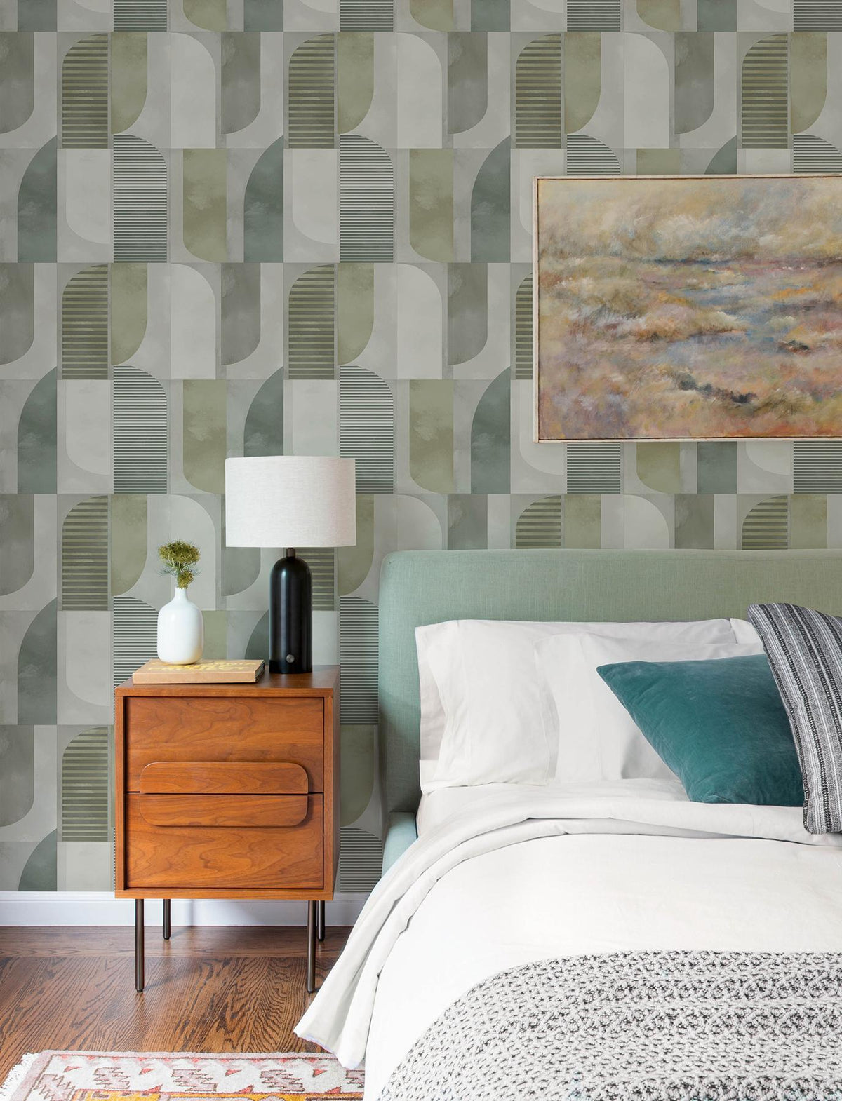 A-Street Prints Otto Green Abstract Geometric Wallpaper