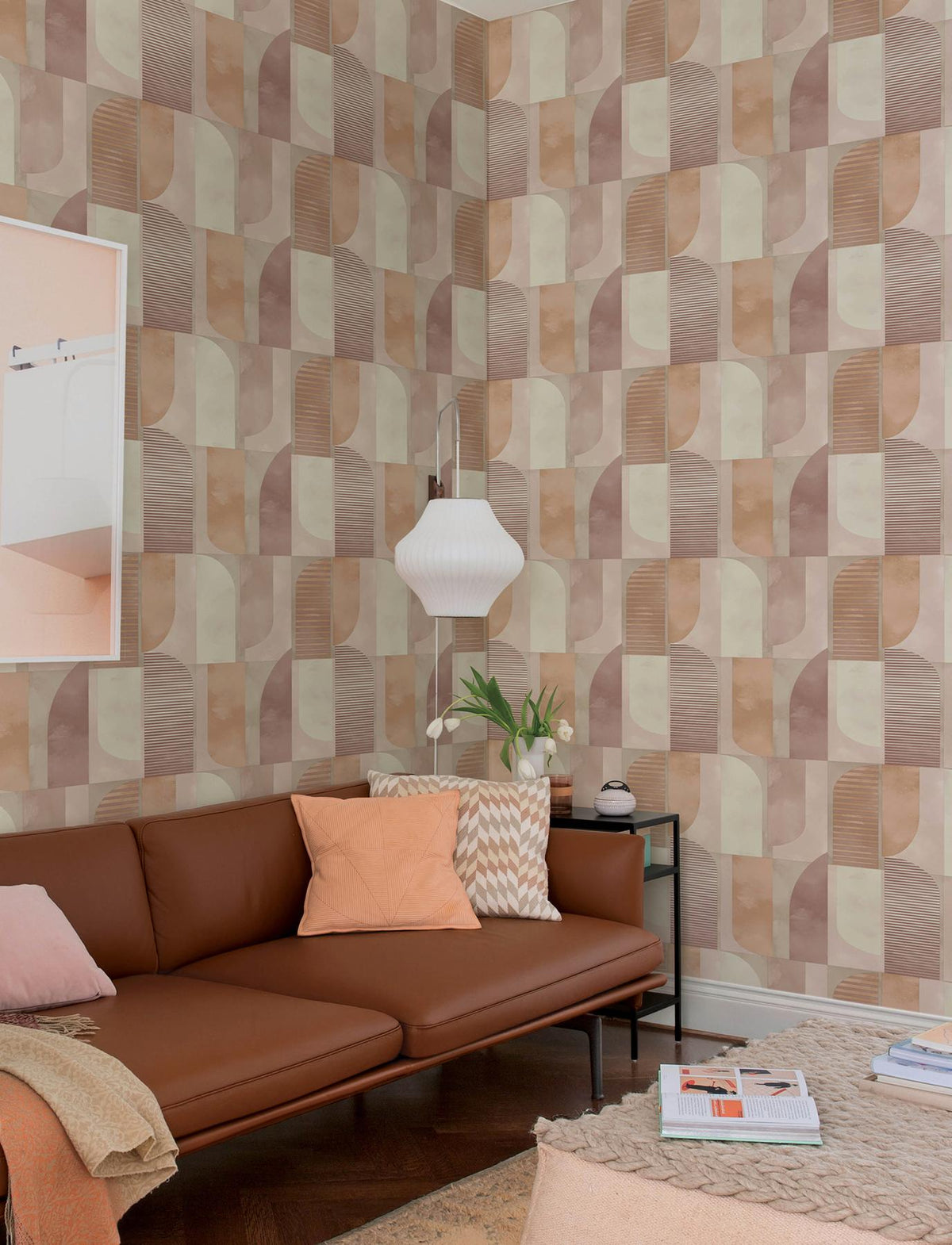 A-Street Prints Otto Raspberry Abstract Geometric Wallpaper