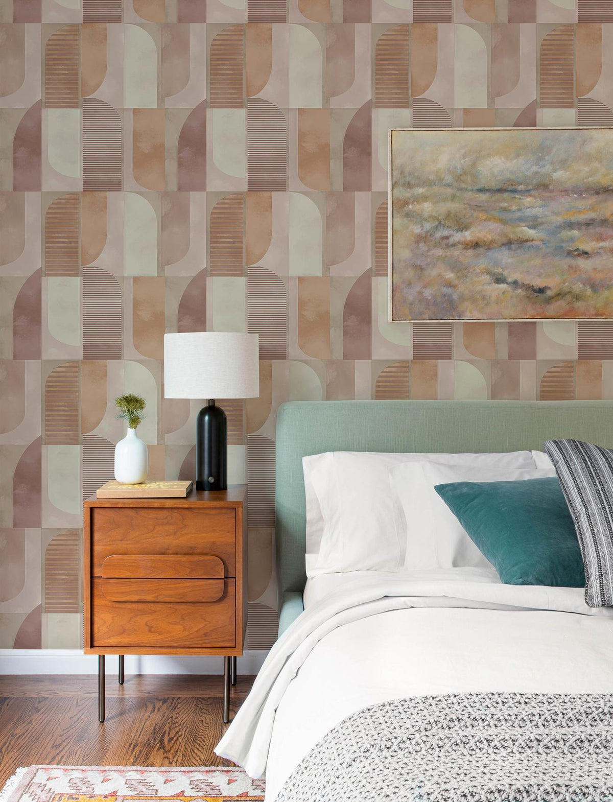 A-Street Prints Otto Raspberry Abstract Geometric Wallpaper