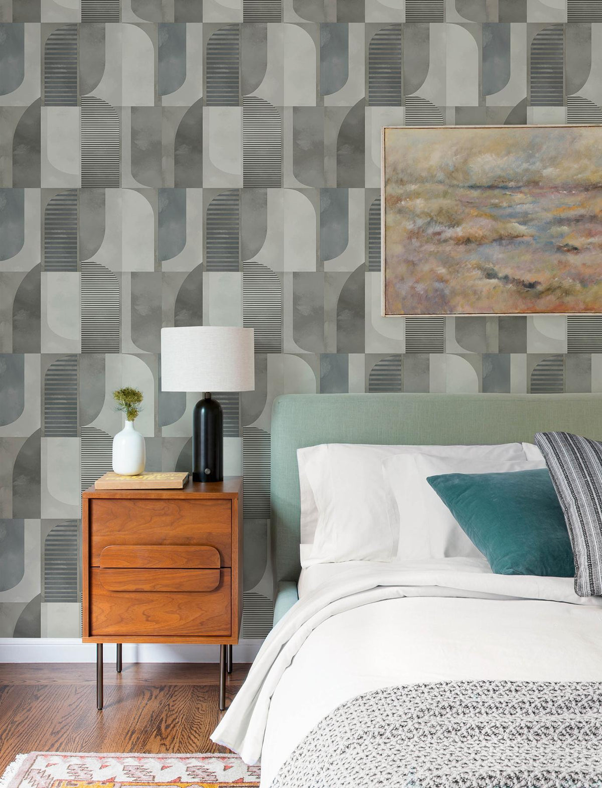 A-Street Prints Otto Slate Abstract Geometric Wallpaper