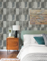 A-Street Prints Otto Slate Abstract Geometric Wallpaper