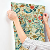 A-Street Prints Manette Turquoise Birds in the Bush Wallpaper
