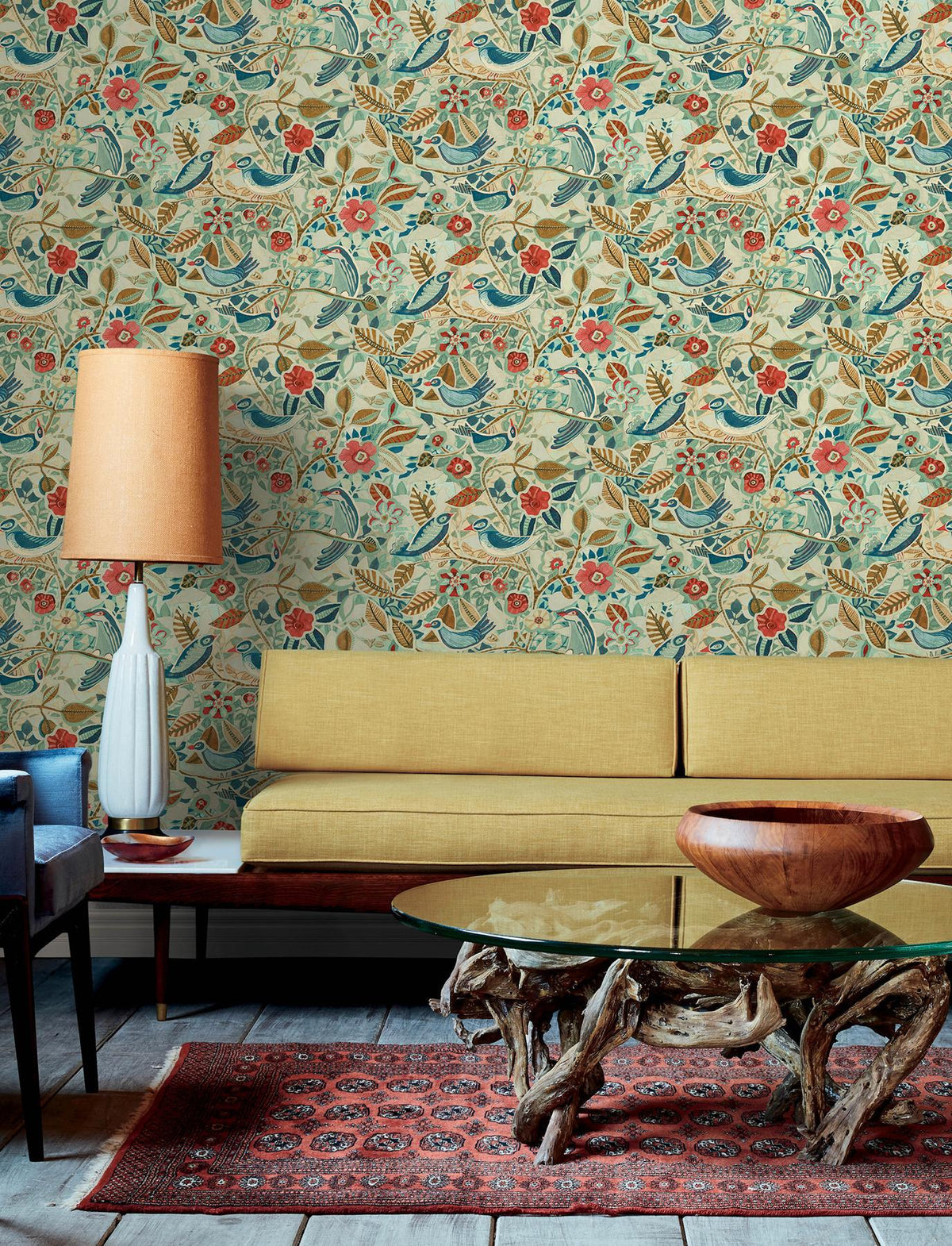 A-Street Prints Manette Turquoise Birds in the Bush Wallpaper