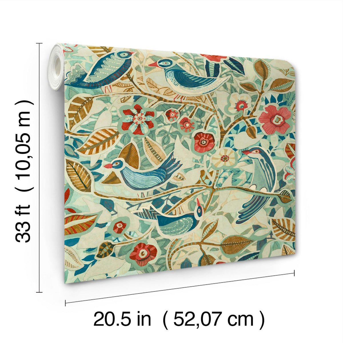 A-Street Prints Manette Turquoise Birds in the Bush Wallpaper