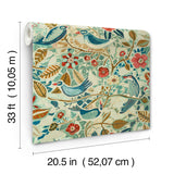 A-Street Prints Manette Turquoise Birds in the Bush Wallpaper
