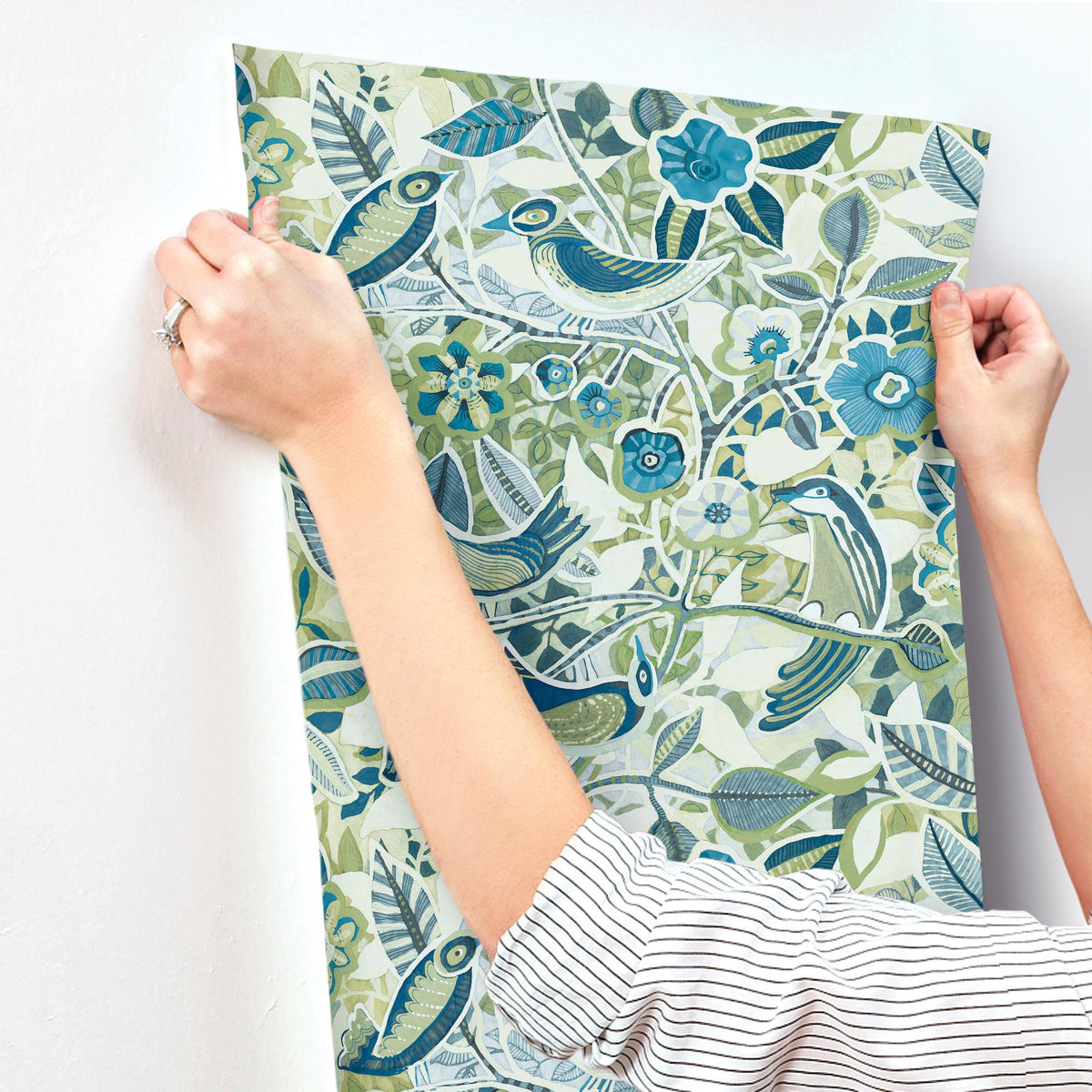 A-Street Prints Manette Green Birds in the Bush Wallpaper
