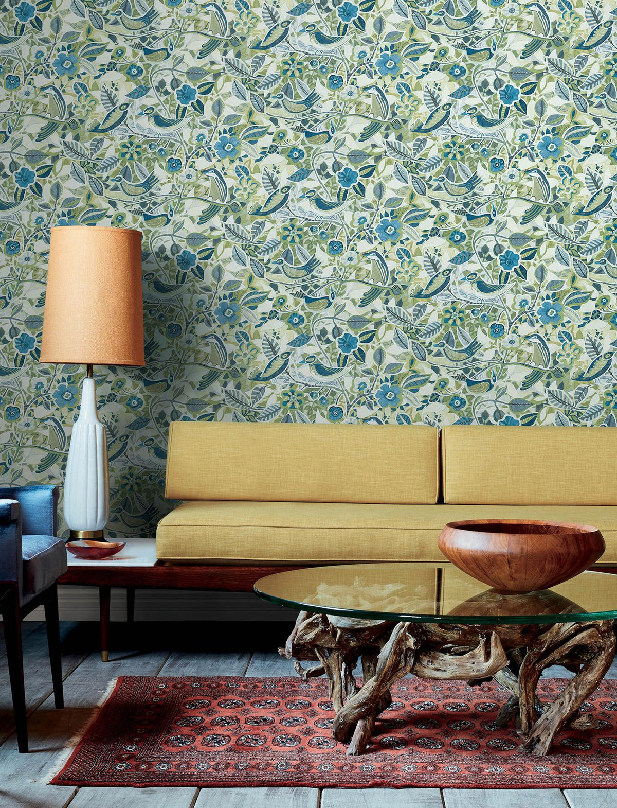 A-Street Prints Manette Green Birds in the Bush Wallpaper